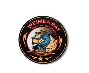 CALCOMANÍAS DE VINILO OVALADAS WEIMEA BAY SURFING SURFISTA 3""x 3"" North Shore Hawaii - Imagen 1 de 1
