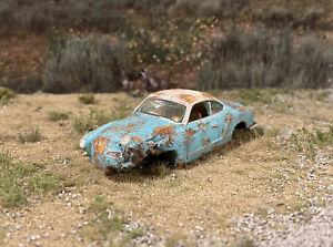 VW Karmann Ghia Rusty Weathered Wrecked Custom 1/64 Diecast Barn Find Junker Car