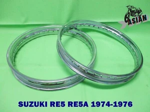 Fit SUZUKI RE5 RE5A 1974-1976 Front & Rear Chrome Steel Wheel Rim **as1921** - Picture 1 of 5