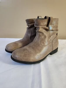 Birkenstock Womens Sarnia Taupe Leather Zipper Ankle Slouch Booties Size 7 EU 38 - Picture 1 of 10
