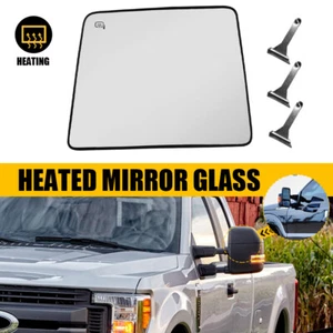 Driver Upper Tow Mirror Glass fits Ford F150 & Super Duty Power Heated w/ Base - Picture 1 of 12