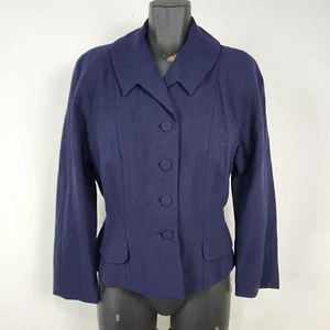 Vintage 1950s Betty Rose Navy Blue Long Sleeve Blazer Jacket - Picture 1 of 6