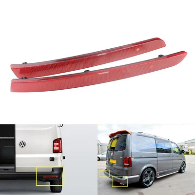2x Rouge Pare-chocs Arrière Réflecteur Pour 2012-2015 VW T5 Transporter V - Photo 1/4