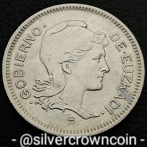 Euzkadi Viscayan Republic 1 Peseta 1937. KM#1. Nickel One Dollar coin. Liberty. - Picture 1 of 7