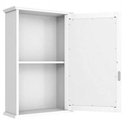 Настенный шкаф для ванной комнаты с дверью с одним зеркалом - цвет: белый - Изображение 1 из 4