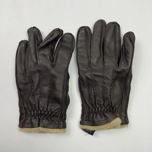 Massimo Dutti Leather Gloves Brown XL Kids Cashmere Lined - Picture 1 of 6