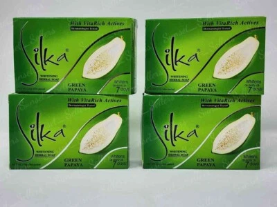 Silka Whitening Herbal Green Papaya Soap with VitaRich Actives 135g (Lot of 4) - Image 1 of 4