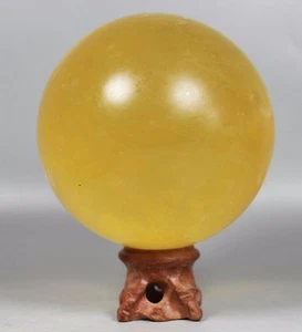 1.78lb Natural Iceland Spar OPTICAL Calcite Quartz Crystal Sphere Ball Stand - Picture 1 of 12