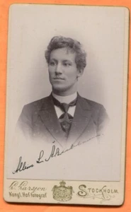 CDV Stockholm Sweden Portrait of a Young Man by Larsson 1890s Backstamp Signed - Picture 1 of 3