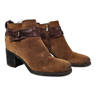 Sam Edelman Hannah Belted Chelsea Ankle Boot Size 9 Brown Suede Leather Booties