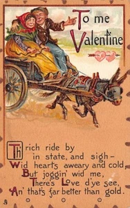 Postcard: To Me Valentine, Couple in Carriage, Tuck's, Posted 1906 (Baker) - Picture 1 of 2