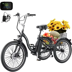 Electric Trike Tricycle 3 Wheel 7 Speed Electric Bicycle 350W Motor 36V & Basket - Picture 1 of 72
