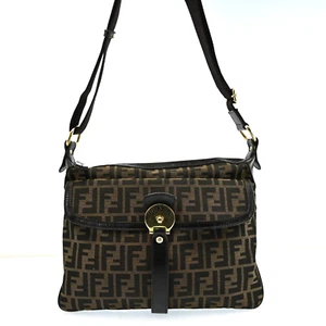 Authentic FENDI Zucca Pattern Shoulder Bag Canvas Leather H2078AS608 - Picture 1 of 24