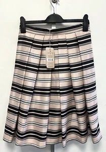 NEW! Jacques Vert UK12 pink/black/white striped lined flared skirt (RRP £109) - Picture 1 of 9