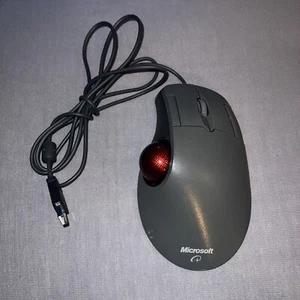 4E Microsoft Trackball Optical 1.0 X08-70386 Mouse Red Ball PS2 Tested Working - Picture 1 of 3