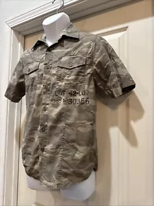 Point Zero Men's semi-fit Military Button Up Short Sleeved Shirt Size Med Camo - Picture 1 of 7