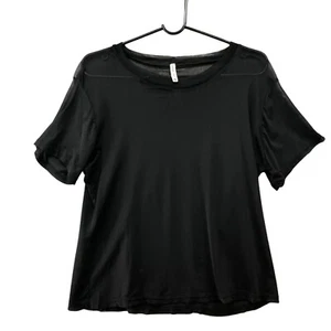 Emma & Sam Mesh T Shirt Womens S Black Short Sleeve Crewneck Sheer Relaxed - Picture 1 of 8