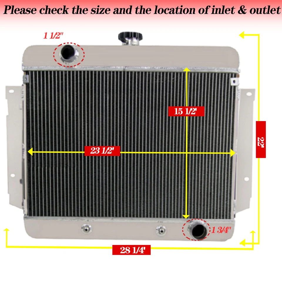 4-CORE RADIATOR FOR 1969-1970 CHEVY BEL AIR IMPALA/CAPRICE/BISCAYNE/KINGSWOOD US Foto 1 de 4