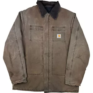 Vintage Carhartt Men's XXL: Quilted Lined Faded Artic Workwear Jacket Brown - Picture 1 of 7