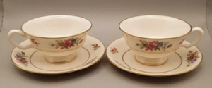 2 SETS Vintage Lenox Rose Footed Tea Cups and Saucers 1934-1979 Lavender stamp - Picture 1 of 16