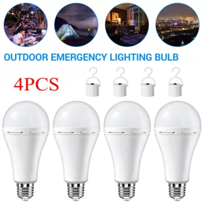 4PCS Rechargeable Light Bulbs Emergency Lights for Home Power Failure 12W LED US - Image 1 of 4