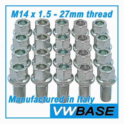 VW Jetta Wheel Nuts Bolts 17mm M14 x 1.5 27mm Thread Radius OE Stud x 20 - Image 1 of 4