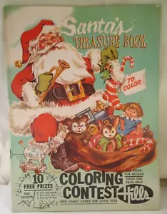 Vtg 1966 HILLS DEPT STORE Santa's Treasure Book CHRISTMAS COLORING CONTEST BOOK - Picture 1 of 13