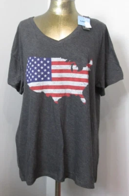 Новый с Ярлыками State of Mine серый США футболка женщин размер L груди 44 v-образным вырезом SS 209-33054 - Изображение 1 из 4