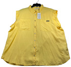 Clavin Klein Button Down Shirt Womens Plus Size 3X Yellow Sleeveless Tunic New