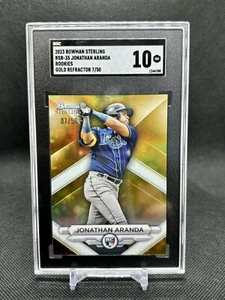 SGC 10 2023 Bowman Sterling Jonathan Aranda Rookie Tampa Bay Rays #/50 True Gold - Picture 1 of 3