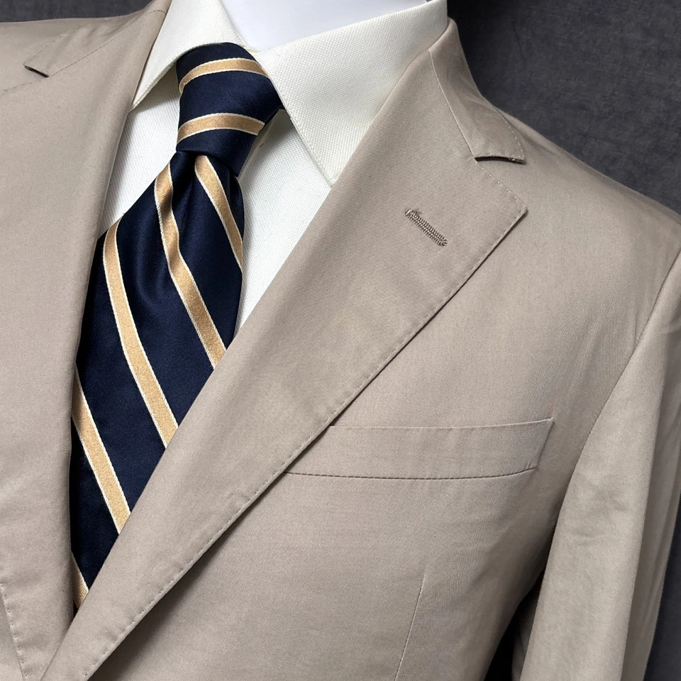 Abrigo Deportivo Lanvin 38R Calce Ajustado Beige Tostado Algodón Italia Blazer Chaqueta A Medida 40R Foto 1 de 4