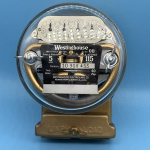 Vintage Westinghouse Watthour Meter 115 Volt 15 Amp Typ OB Messing nicht lackiert - Bild 1 von 24