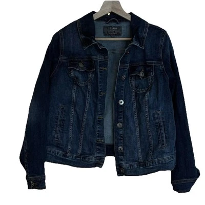 Chaqueta vaquera TORRID denim vintage elástica chaqueta camionera. Talla 0= Grande Foto 1 de 4