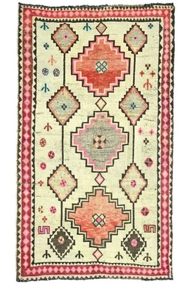 Антикварный состаренный восточный ковер 4 фута 6 x 7 футов приглушенный племенной винтажный декор ковер - Изображение 1 из 4