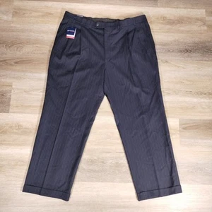 Pantalone elegante Stafford Performance uomo 42 30 blu scuro righe ufficio business nuovo con etichette - Foto 1 di 9