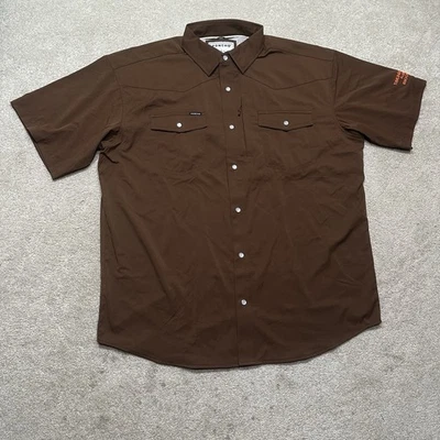 Poncho The Dumas Button Up Shirt Mens Large Brown Pearl Snap - Image 1 of 4