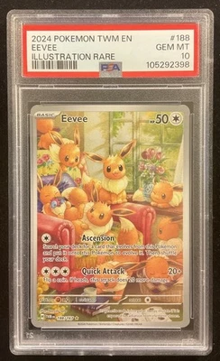 Pokémon Eevee 188/167 Sv06: Twilight Masquerade Holo PSA 10 - Image 1 of 2