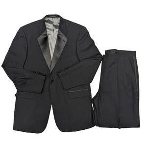 Stafford Essentials Mens Black 100% Wool Tuxedo 44L Blazer 40w 32L Pants - Picture 1 of 24