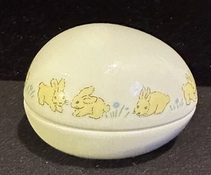 Vintage Ceramic White Egg with Yellow Rabbits-Trinket Holder? - Picture 1 of 6
