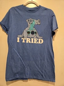 Disney Lilo & Stitch I Tried Handstand Blue T-Shirt Men's M - Picture 1 of 2