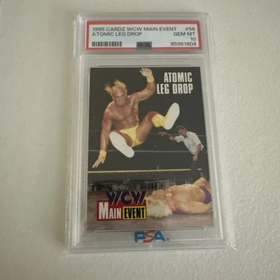 Tarjeta de lucha libre Cardz WCW Main Event Hulk Hogan Leg Drop 1995 PSA 10 - Low Pop Foto 1 de 2