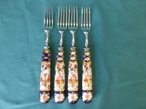 Vier antike Royal Crown Derby Imari Bone China England Steakgabeln 7 1/8" - Bild 1 von 7