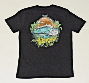 T-Shirt Quiksilver Taglia XS Tropical Sunset Wave Nero Cotone Made Mexico - Foto 1 di 8