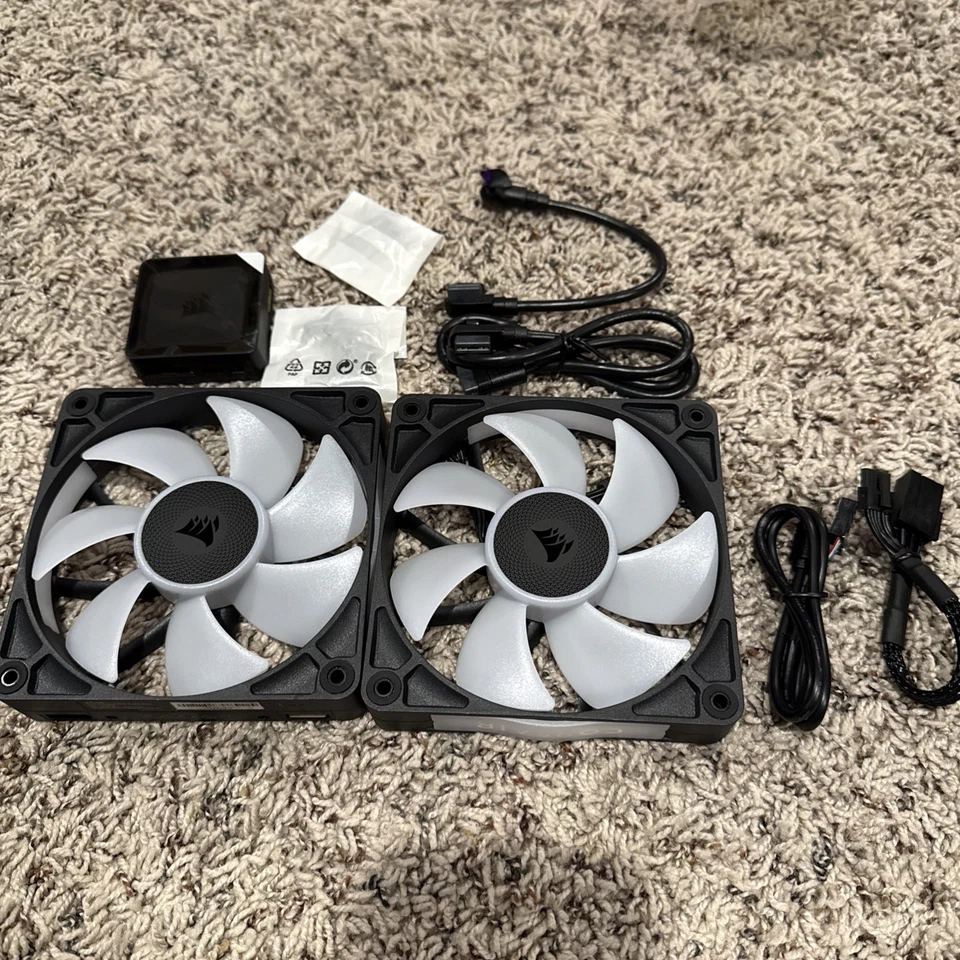 CORSAIR iCUE LINK RX120 RGB 120mm PWM Computer Case 2 Fan Starter Kit Black Hub - Image 1 of 1