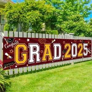 2025 Graduation Yard Sign Congrats Grad Lawn Decorations Giant Maroon - Picture 1 of 7