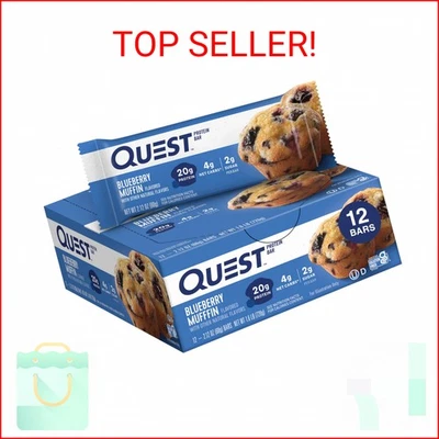 Barritas de proteína Quest Nutrition Blueberry Muffin, 20 g de proteína, 2 g de azúcar, 5 g Net Car Foto 1 de 2