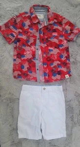 4th July Boy Set Size 6, Shirt+shorts, American Flag - Picture 1 of 13