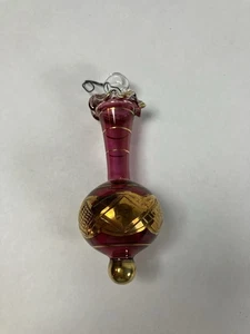 Mundgeblasene ägyptische Kunst Glas Tropfen Kugel Weihnachtsschmuck, lila und gold - Bild 1 von 6