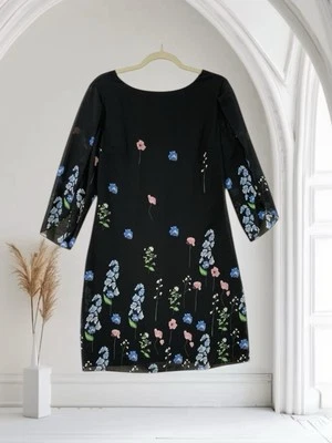 Grace Karin Women’s Black Floral Chiffon Split Sleeve Dress Size Medium - Image 1 of 4