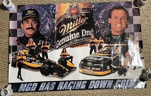MILLER GENUINE DRAFT BEER / BOBBY RAHAL & RUSTY WALLACE HAS RACING DOWN POSTER Cover